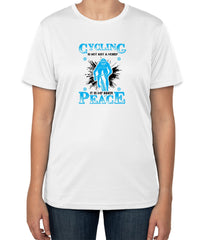 White Cotton T-Shirt with "Cycling is not just a hobby, it is my inner peace" Text | Half Sleeve | Sizes S, M, L